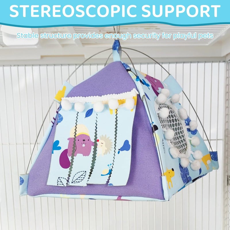 Qpets® ® Bird Nest House With Hook, Cartoon Printed Tent for Cage, Hammock Play House All Season Use for Parakeets, Lovebirds, Cockatiels (20.5x20.5x19.5cm) - Image 5