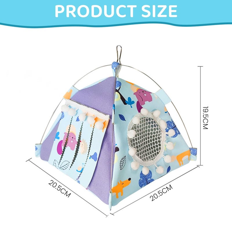 Qpets® ® Bird Nest House With Hook, Cartoon Printed Tent for Cage, Hammock Play House All Season Use for Parakeets, Lovebirds, Cockatiels (20.5x20.5x19.5cm) - Image 2