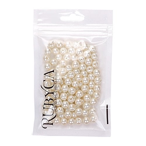 RUBYCA 200Pcs Czech Tiny Satin Luster Glass Pearl Round Bead for Beading Jewelry Making 4mm Cream - Image 2