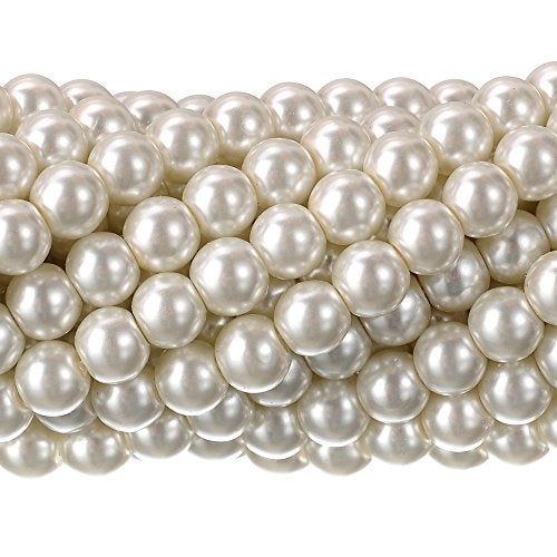 RUBYCA 200Pcs Czech Tiny Satin Luster Glass Pearl Round Bead for Beading Jewelry Making 4mm Cream - Image 4