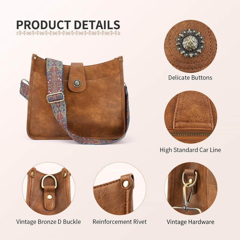 APHISON Crossbody Bags For Women Trendy, Vegan Leather Hobo Handbags Crossbody Purses Shoulder Bucket Bag with 2 Strap - Image 5