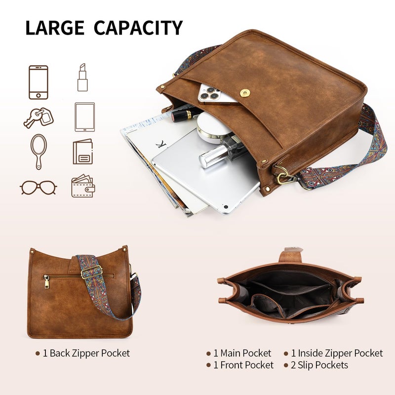 APHISON Crossbody Bags For Women Trendy, Vegan Leather Hobo Handbags Crossbody Purses Shoulder Bucket Bag with 2 Strap - Image 4