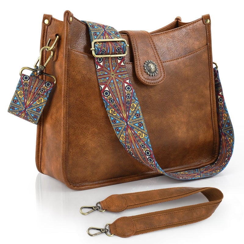 APHISON Crossbody Bags For Women Trendy, Vegan Leather Hobo Handbags Crossbody Purses Shoulder Bucket Bag with 2 Strap - Image 1