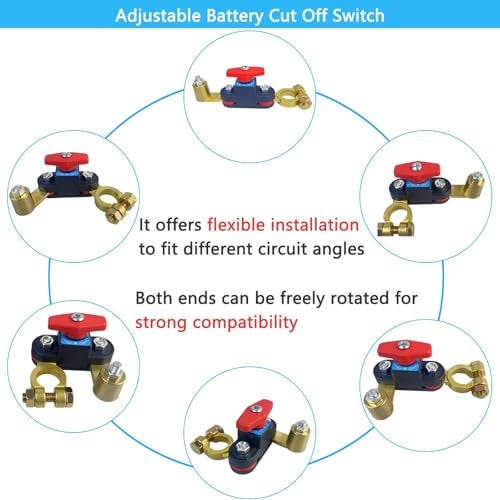 MASSMOT Car Battery Disconnect Switch for 12v24v, Heavy Duty Car Battery Disconnect Switch, Battery Kill Switch for Car, Rv, Truck, Boat, Motorcycle, Easy Manual Shut Off, Prevents Battery Drain - Image 3