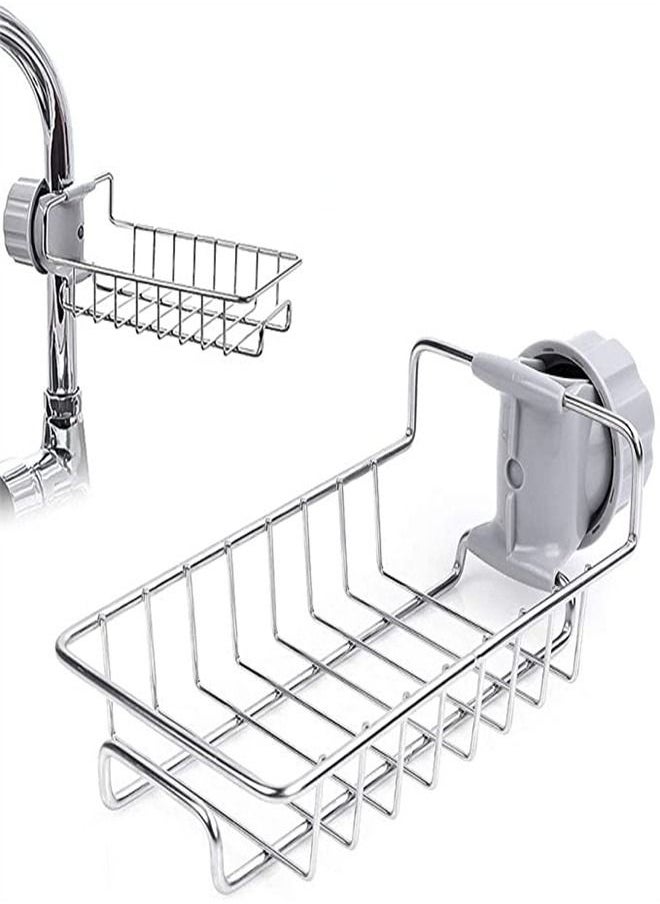 Kitchen Sponge Holder Brush Soap Organizer Faucet Storage Rack Sink Caddy Shower Tray Stainless Steel Drainer Shelf
