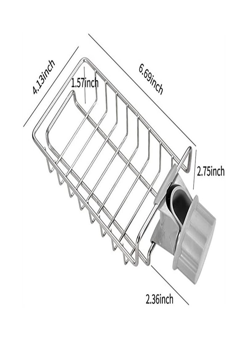 Kitchen Sponge Holder Brush Soap Organizer Faucet Storage Rack Sink Caddy Shower Tray Stainless Steel Drainer Shelf