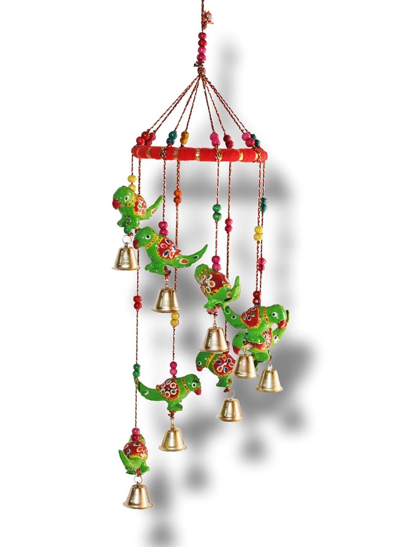 JH Gallery Metal Recycled Material Handcrafted Rajasthani Door Wall Hanging Decorative Furnishing Showpiece Green Parrot - Image 1