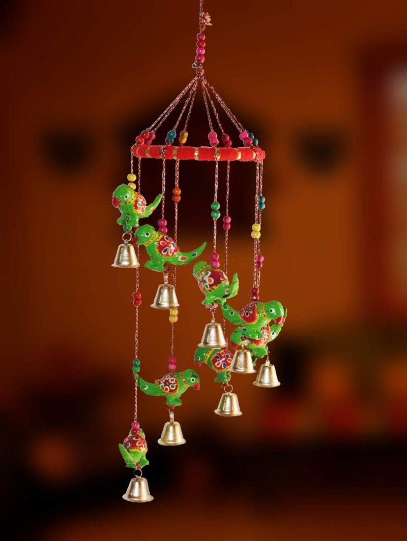 JH Gallery Metal Recycled Material Handcrafted Rajasthani Door Wall Hanging Decorative Furnishing Showpiece Green Parrot - Image 3