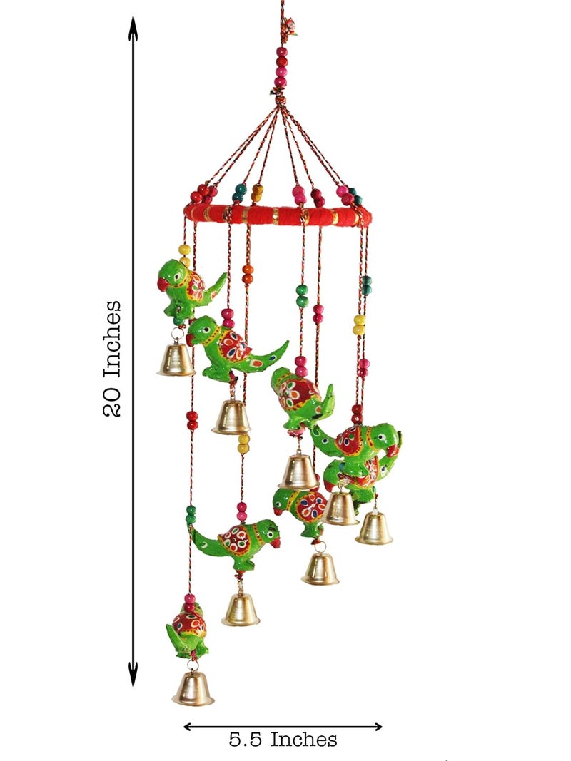 JH Gallery Metal Recycled Material Handcrafted Rajasthani Door Wall Hanging Decorative Furnishing Showpiece Green Parrot - Image 2