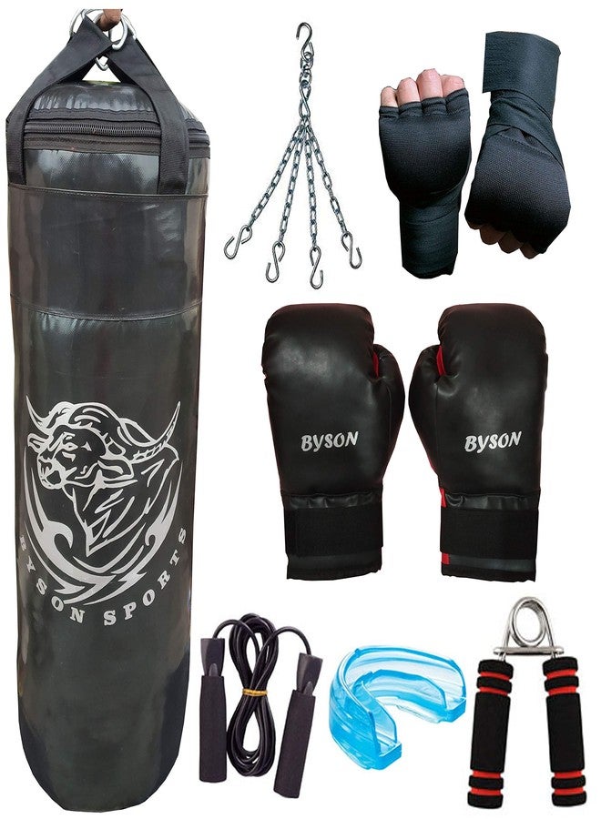 Byson Punch Boxing Kit Set for Trainer and Beginners (36 inch Heavy Punching Bag, Boxing Gloves, Hand Wrap Gloves, Chain, Mouth Guard, Skipping Ropes, Hand Grip) Heavy Bag - Image 1