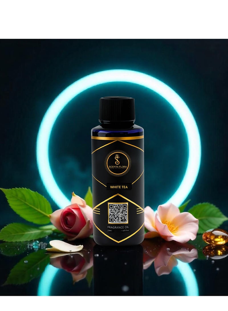 سينتا فلورا زيت عطري برائحة الشاي الأبيض للناشرات ٥٠ مل | مزيج منعش من الحمضيات والزهور مع الليمون الأبيض والشاي والمسك | علاج عطري للاستخدام المنزلي والمكتبي والتجاري | رائحة مهدئة ومنعشة - Image 3
