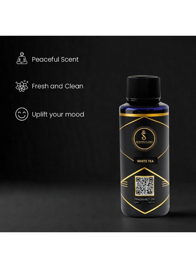 SCENTA FLORA White Tea Fragrance Oil for Diffusers 50ml | Fresh Citrus & Floral Blend with White Lemon, Tea & Musk | Aromatherapy for Home, Office & Commercial Use | Calming & Refreshing Scent - Image 5