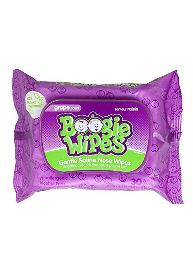 Boogie Saline Nose Wipes by Boogie, for Baby & Kids, Face, Hand & Body, FSA/HSA Eligible, Made with Vitamin E, Aloe, and Natural Saline, Grape Scent, 30 Count (Pack of 6) - Image 1