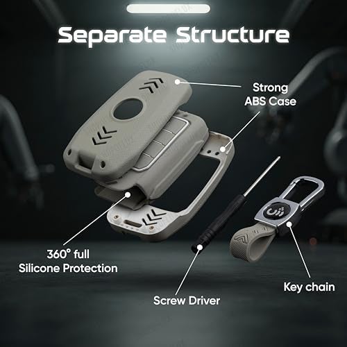 SHOPOFLUX Metal Key Cover Compatible for Skoda & Volkswagen Cars Kylaq | Slavia | Kushaq | Octavia | Virtus | Taigun | Tiguan | T Roc 3 Button Flip Key (ABS Light Grey) - Image 5
