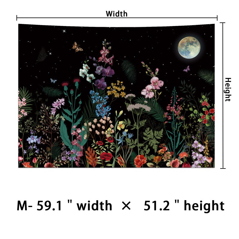 Generleo Floral Plants Tapestry Galaxy Moon Tapestries Vintage Boho Flower Butterfly Tapestries Black Starry Sky Nature Landscape Tapestry Wall Hanging for Bedroom - Image 4