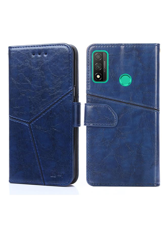 اس-توب جراب لهاتف Huawei P smart 2020 بخياطة هندسية أفقية من مادة TPU + جراب جلدي من البولي يوريثان مع حامل وفتحات للبطاقات ومحفظة - Image 1