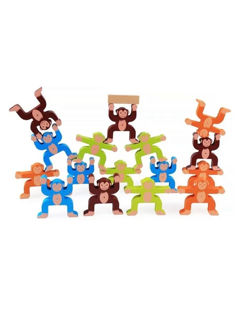 Brain Giggles Brain Giggles Wooden Stacking Games Monkeys Interlock Toys Balancing Blocks Games for Kids Toddler Educational Toys  - Image 1