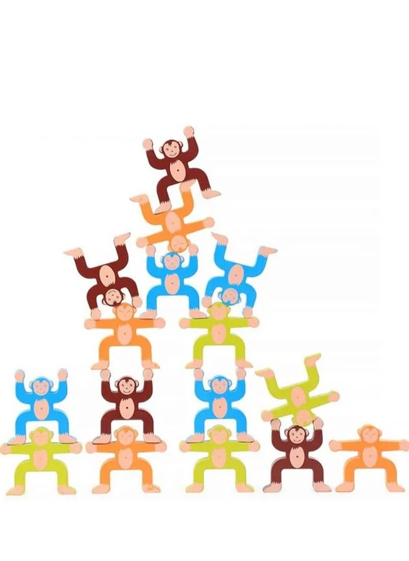 Brain Giggles Brain Giggles Wooden Stacking Games Monkeys Interlock Toys Balancing Blocks Games for Kids Toddler Educational Toys  - Image 2