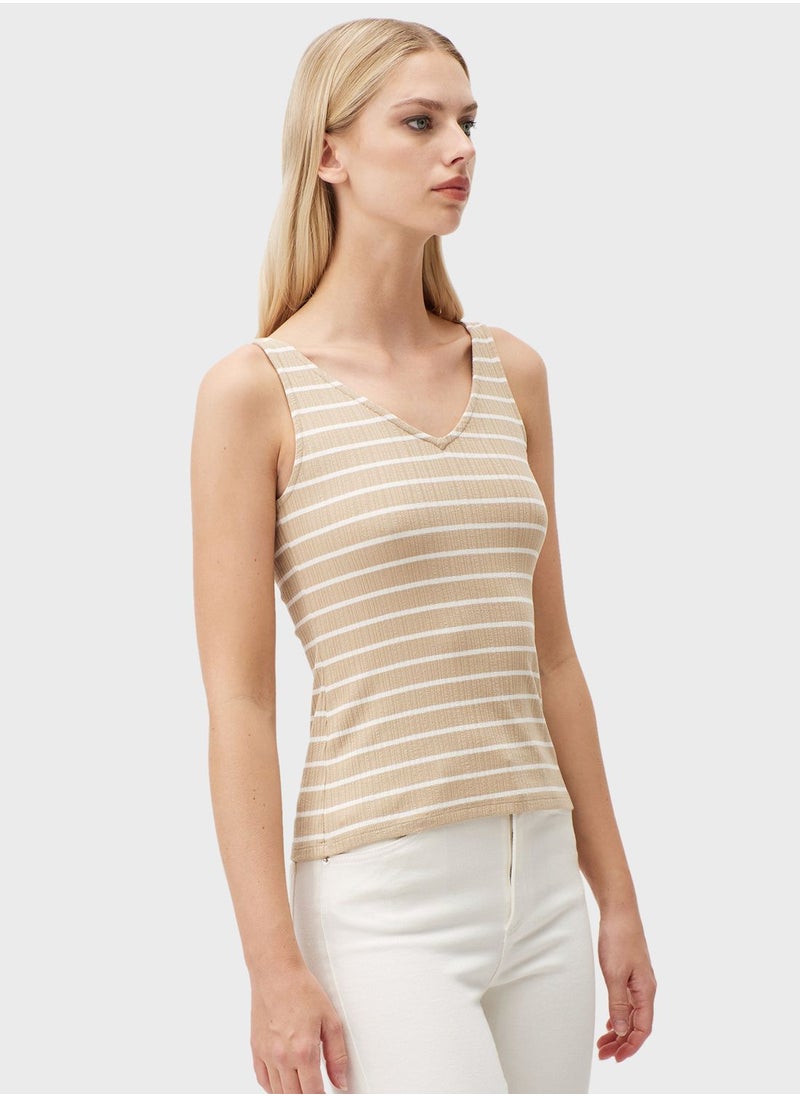 Jimmy Key - V-Neck Striped Tank Top - Image 1