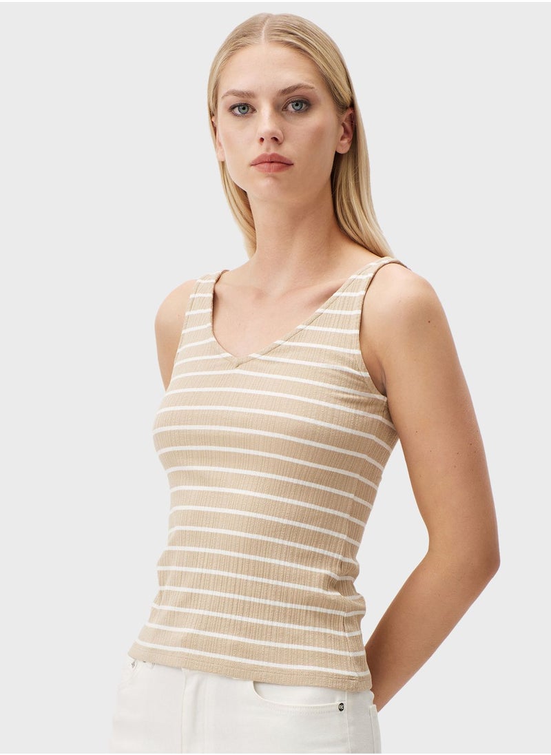 Jimmy Key - V-Neck Striped Tank Top - Image 1
