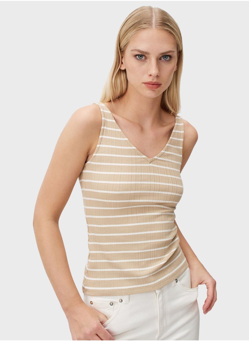 Jimmy Key - V-Neck Striped Tank Top - Image 1
