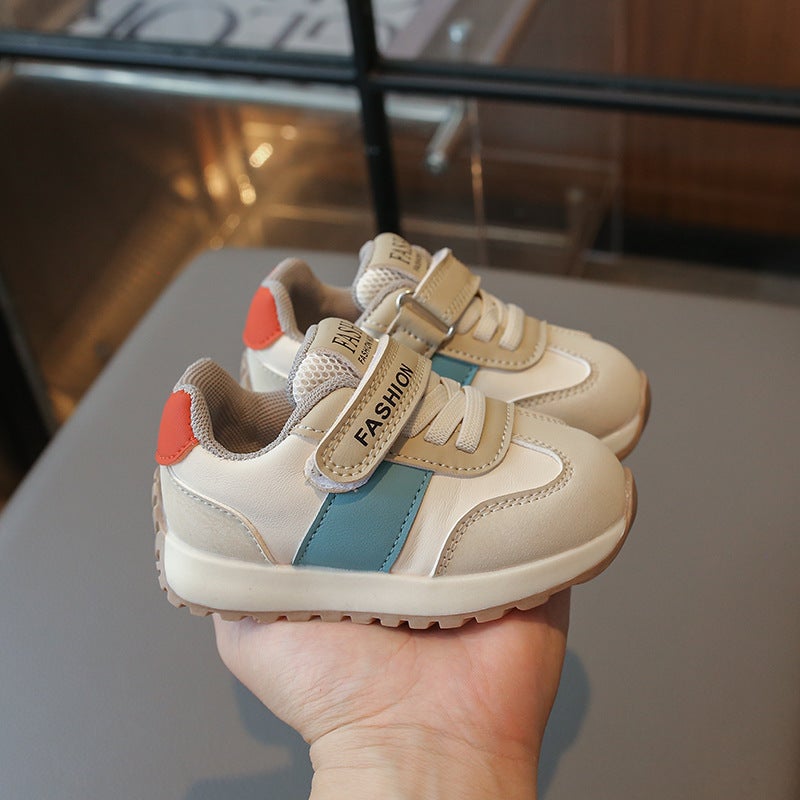 2025 Spring Korean Style Striped Sports Shoes Non-Slip Versatile Boys And Girls Toddler Shoes Toddler Soft Sole Low-Top Single Shoes - Image 1