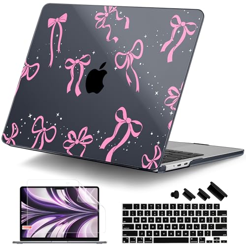 DONGKE for MacBook Air 13 Inch Case M5 2026 M4 2025 M3 M2 20242022 A3449 A3240 A3113 A2681 Plastic Hard Shell Keyboard Cover Screen Film for MacBook Air 136 Inch Case Bows Stars - Image 1