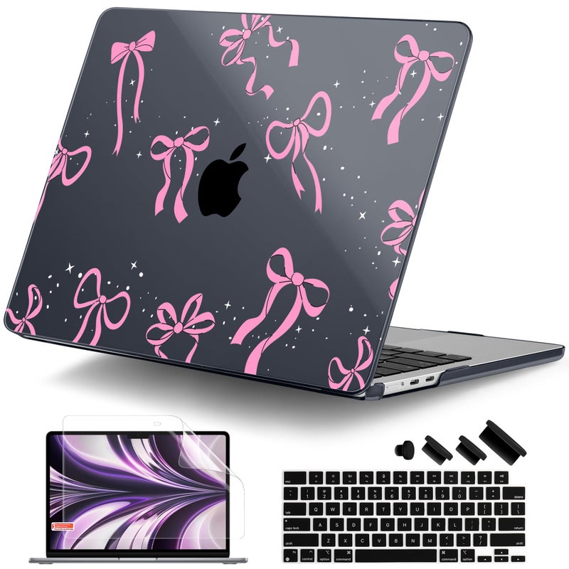DONGKE for MacBook Air 13 Inch Case M5 2026 M4 2025 M3 M2 20242022 A3449 A3240 A3113 A2681 Plastic Hard Shell Keyboard Cover Screen Film for MacBook Air 136 Inch Case Bows Stars - Image 2
