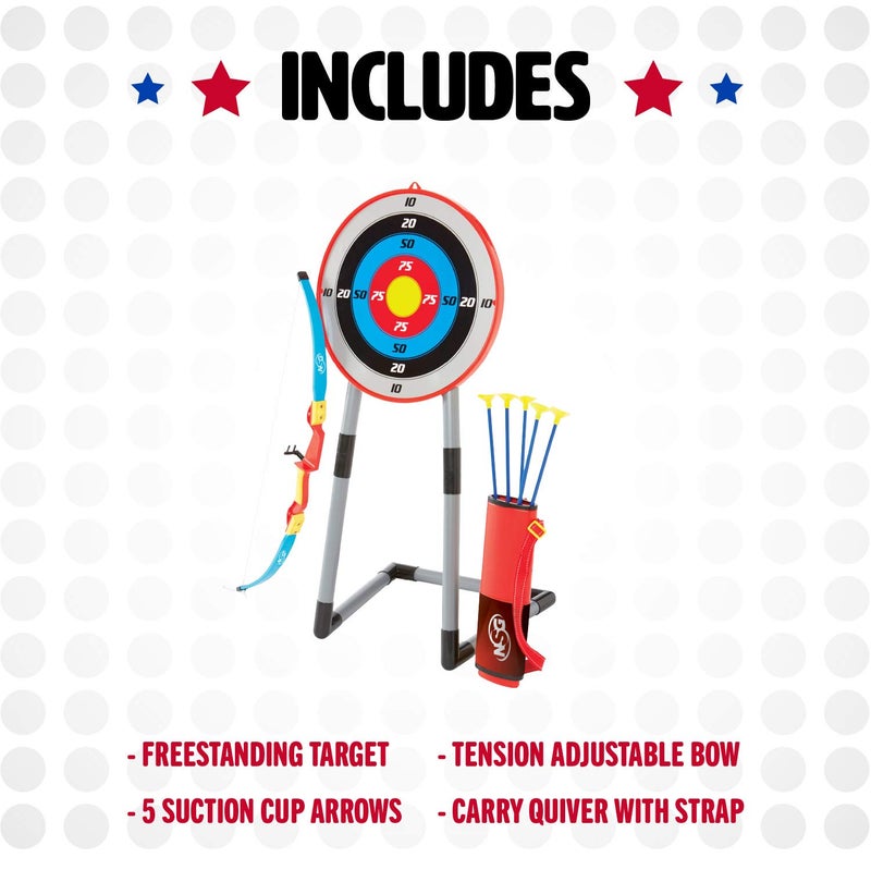 NSG Deluxe Bow and Arrow Set for Kids - Toy Archery Bow with Large Freestanding Target, Suction Cup Arrows, and Quiver - Image 3