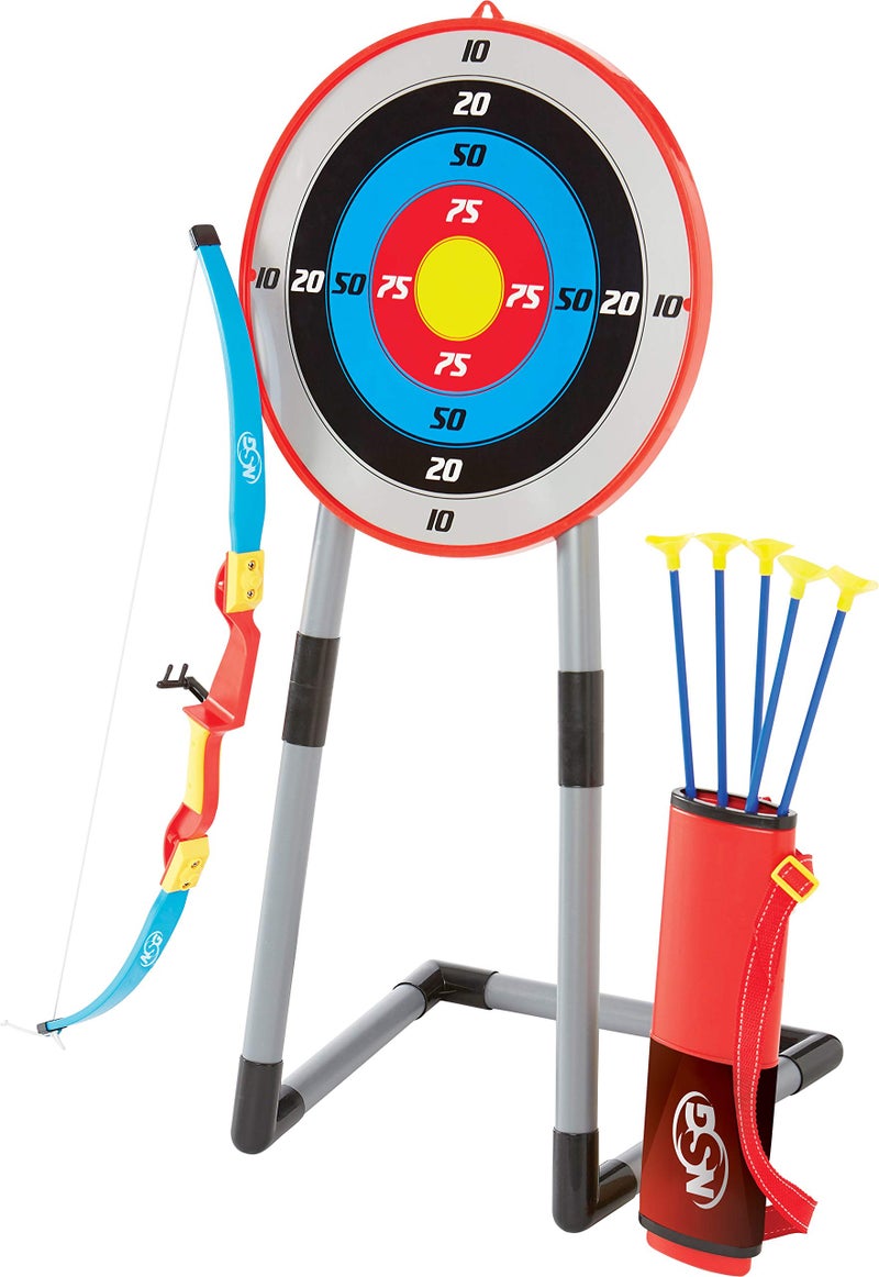 NSG Deluxe Bow and Arrow Set for Kids - Toy Archery Bow with Large Freestanding Target, Suction Cup Arrows, and Quiver - Image 1