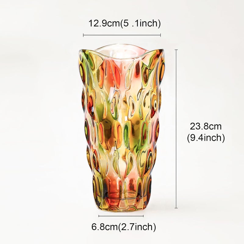 CEMABT 9.5inch 3.4 lb Glass Vases for Flowers Unbreakable Thickened Morden vase for Tables Centerpieces,Colorful,Vintage and Clear Rose Large Flower vases for Bouquet Unique Giftsï¼ˆRosa Colorfulï¼‰ - Image 2