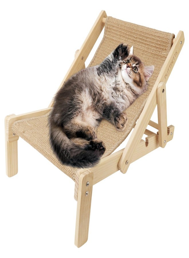 PLITTPETTS Sisal Cat Scratcher Bed with Adjustable 4-Position for Cats Scratcher Lounge, 2 in 1 Cat Sisal Chair for Indoor Cats Hammock for Scratching Pad, Natural Lounger Chair - Image 1