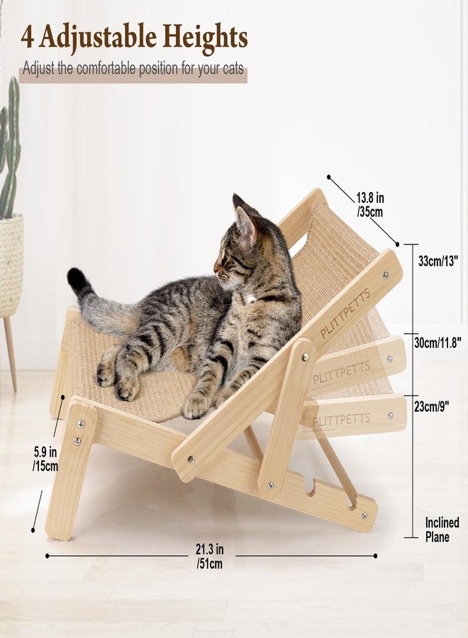 PLITTPETTS Sisal Cat Scratcher Bed with Adjustable 4-Position for Cats Scratcher Lounge, 2 in 1 Cat Sisal Chair for Indoor Cats Hammock for Scratching Pad, Natural Lounger Chair - Image 2