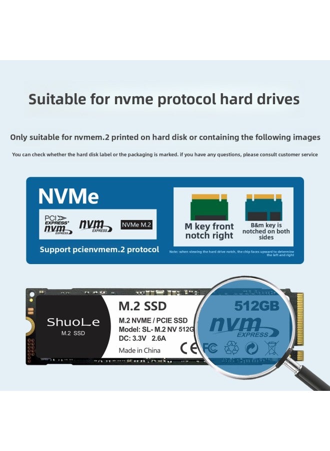 Shuole M.2 Solid State SSD Mobile Hard Disk Box USB3.2 Metal Heat Dissipation External Type-C Interface NVME Protocol-Color:Silver Tp300 [nvme Protocol] 10gbps+c-c-a Data Cable  - Image 5