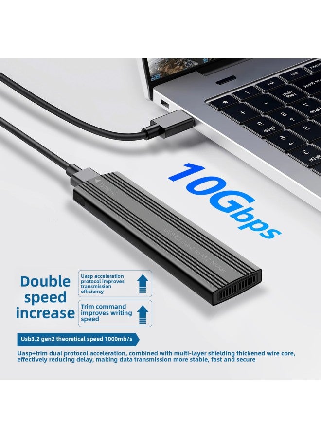 Shuole M.2 Solid State SSD Mobile Hard Disk Box USB3.2 Metal Heat Dissipation External Type-C Interface NVME Protocol-Color:Silver Tp300 [nvme Protocol] 10gbps+c-c-a Data Cable  - Image 3