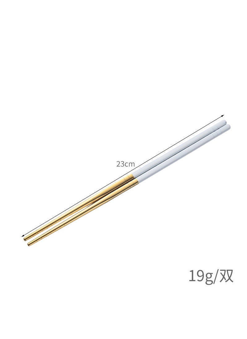 304 stainless steel chopsticks insulated Chinese household chopsticks can be high temperature disinfection children's chopsticks manufacturers wholesale can add logo 23cm [304 material] (Green Gold) cloth wheel light - Image 2