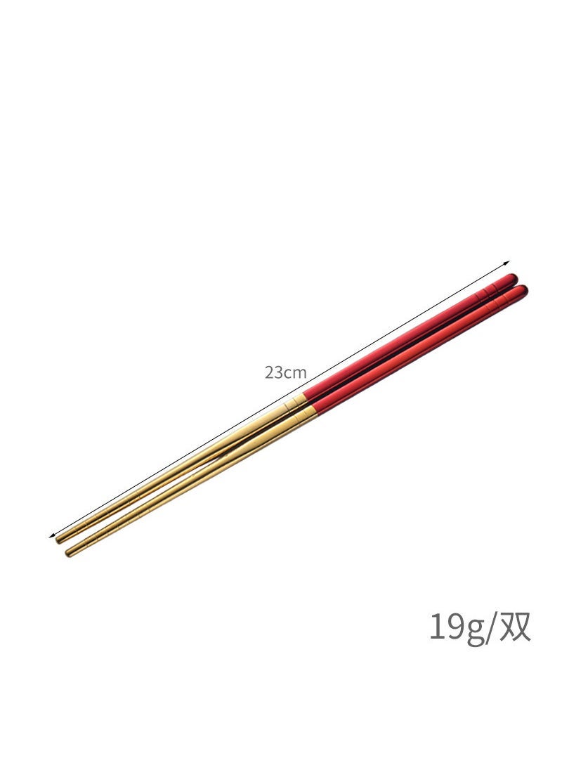 304 stainless steel chopsticks insulated Chinese household chopsticks can be high temperature disinfection children's chopsticks manufacturers wholesale can add logo 23cm [304 material] (Green Gold) cloth wheel light - Image 4