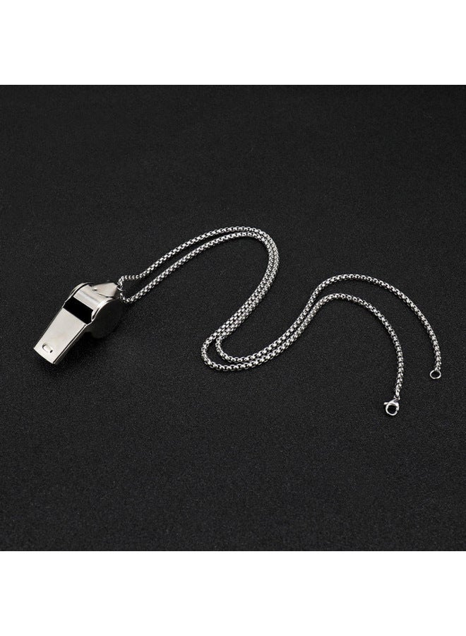 Generic Whistle Necklace Men's And Women's Coaches Do Not Fade Student Titanium Steel Whistle Pendant Sports Cheer Referee Hanging Chain Tide-Color:Multifunctional Whistle [titanium Steel Keel Chain] Two Pack - Image 3
