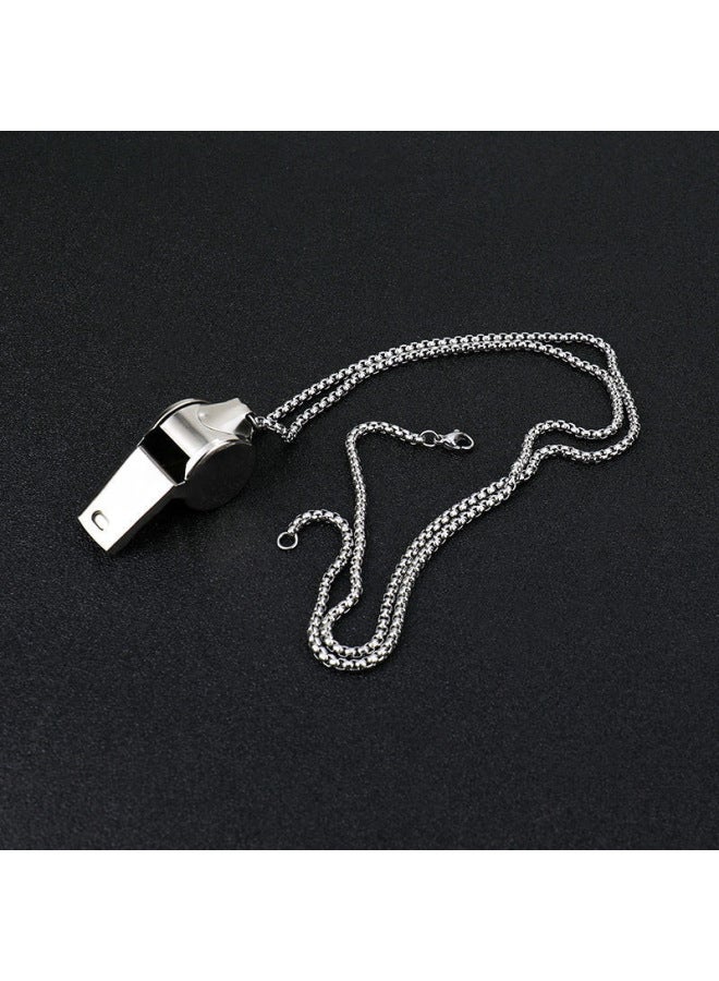 Generic Whistle Necklace Men's And Women's Coaches Do Not Fade Student Titanium Steel Whistle Pendant Sports Cheer Referee Hanging Chain Tide-Color:Multifunctional Whistle [titanium Steel Keel Chain] Two Pack - Image 5