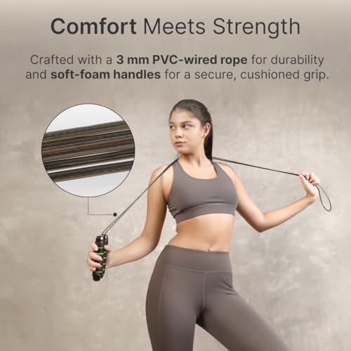 CULT Adjustable Weighted Jump Rope for Men & Women – PVC Speed Skipping Rope with Ball Bearings, Anti-Slip Foam Handles & Adjustable Length – Cardio, Endurance, Weight Loss & Home Workout Equipment - Green & Black - Image 5