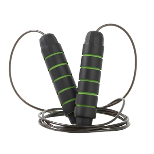 CULT Adjustable Weighted Jump Rope for Men & Women – PVC Speed Skipping Rope with Ball Bearings, Anti-Slip Foam Handles & Adjustable Length – Cardio, Endurance, Weight Loss & Home Workout Equipment - Green & Black - Image 1