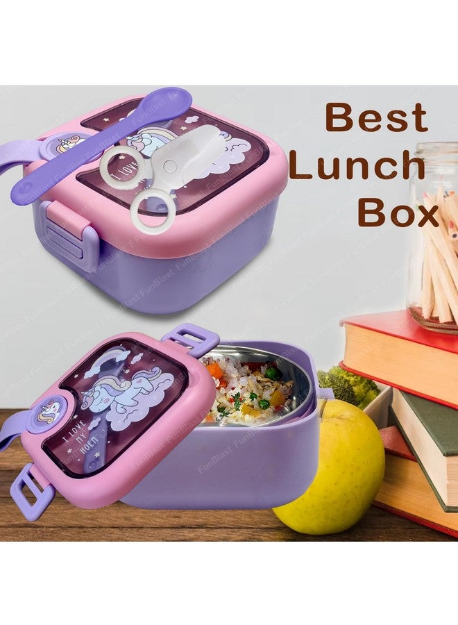 FunBlast Polypropylene Lunch Box For School Kids Unicorn Theme Lunch Box With Spoon,Ss304 Lunch Box,Tiffin Box For School,Air-Tight,Insulated Lunch Box,Lunch Box For Dry Foods,750 ML,Multicolor - Image 3