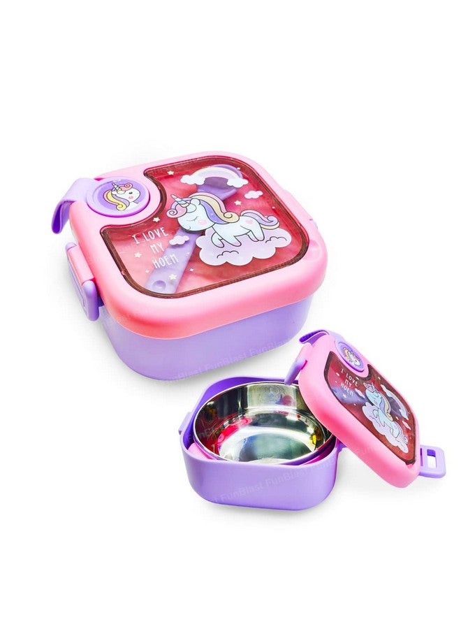 FunBlast Polypropylene Lunch Box For School Kids Unicorn Theme Lunch Box With Spoon,Ss304 Lunch Box,Tiffin Box For School,Air-Tight,Insulated Lunch Box,Lunch Box For Dry Foods,750 ML,Multicolor - Image 1