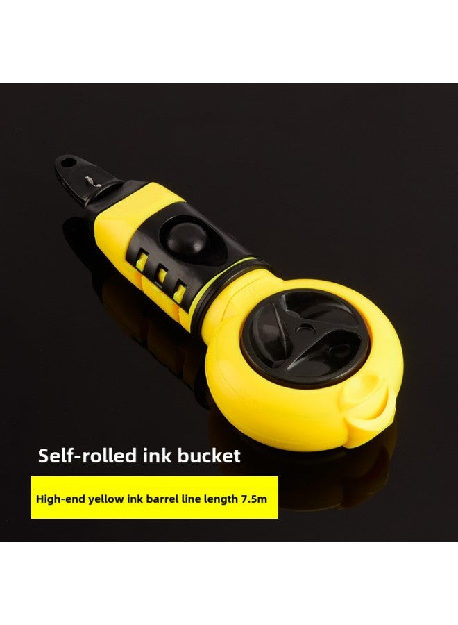Bamboo Ink Bucket Plastic Ink Bucket Dragon Pattern Ink Bucket Automatic Woodworking Line Drawing Manual Spring And Release Line Carpenter Tool Self-rolling Ink Cartridge-Model:High-grade Yellow Ink Bucket  - Image 1