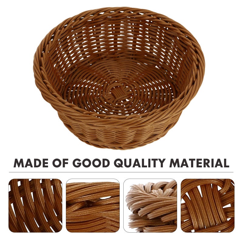 Round Woven Bread Storage Basket 24Cm Diameter Brown PP Material Kitchen Counter - Image 4