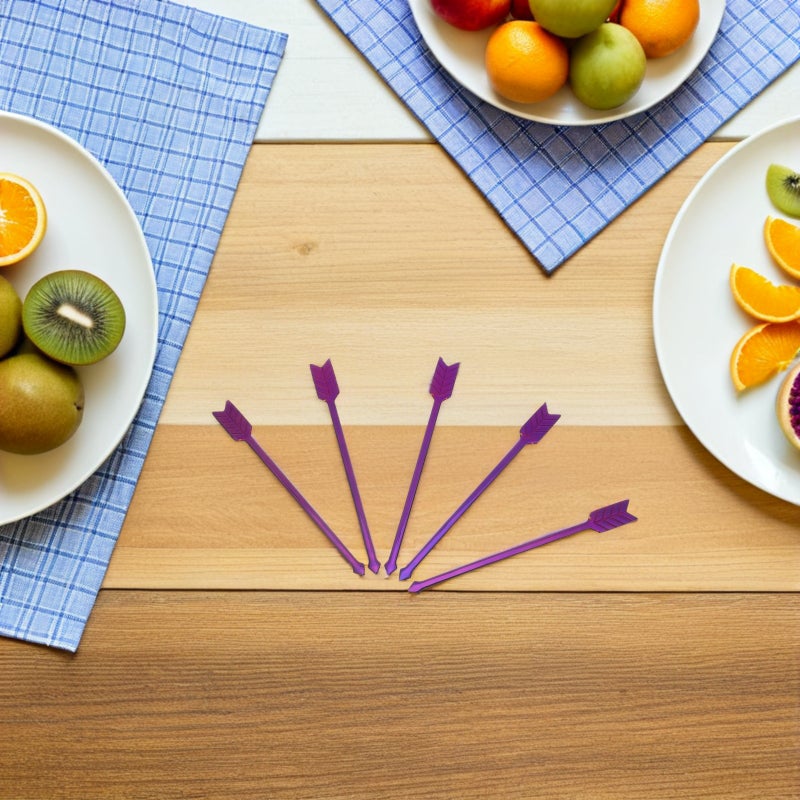 🍳 طقم 10 شوك فواكه من الفولاذ المقاوم للصدأ بتصميم أنيق لون بنفسجي مناسب لتقديم الوجبات الخفيفة والحفلات - Image 2