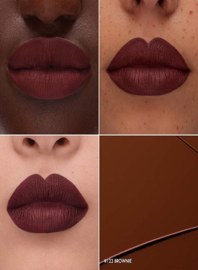 SEPHORA COLLECTION Cream Lip Stain 10HR Liquid Lipstick 123 Brownie - Matte Dark Brown 5ml