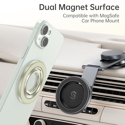 SYNCWIRE Magnetic Phone Ring Holder for MagSafe, 360° Rotation Cell Phone Grip Stand Finger Ring Kickstand Two-Sided Magnet Compatible with iPhone 17 Pro Max 16 15 14 13 12 MagSafe Accessories - Image 3