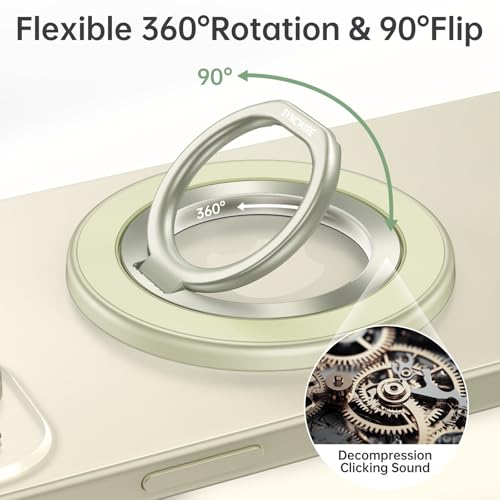 SYNCWIRE Magnetic Phone Ring Holder for MagSafe, 360° Rotation Cell Phone Grip Stand Finger Ring Kickstand Two-Sided Magnet Compatible with iPhone 17 Pro Max 16 15 14 13 12 MagSafe Accessories - Image 2