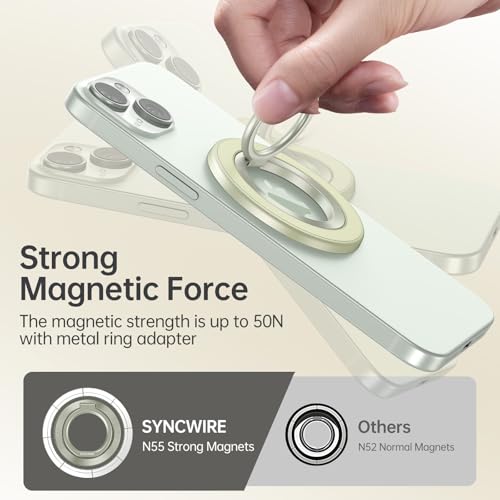 SYNCWIRE Magnetic Phone Ring Holder for MagSafe, 360° Rotation Cell Phone Grip Stand Finger Ring Kickstand Two-Sided Magnet Compatible with iPhone 17 Pro Max 16 15 14 13 12 MagSafe Accessories - Image 4